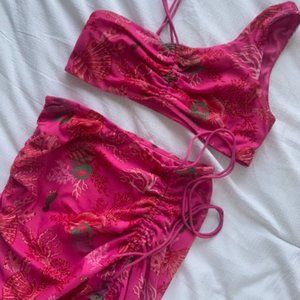 Two Piece Tropical Skirt Set